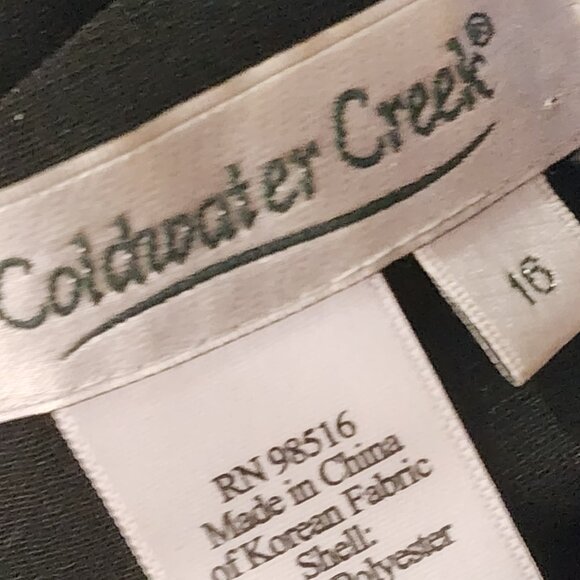 Coldwater Creek Black White Floral Embroider Sequin Open Front Poly Blazer Sz 16 - Picture 14 of 16